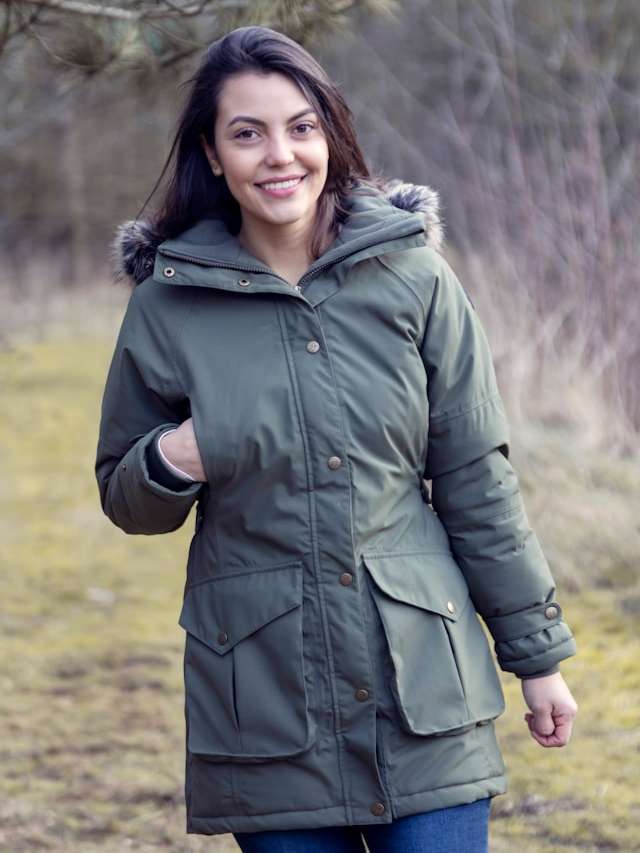 Green women's weatherproof parka